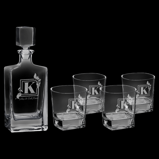 Decanter Set w/ Four 8oz Rocks Glasses