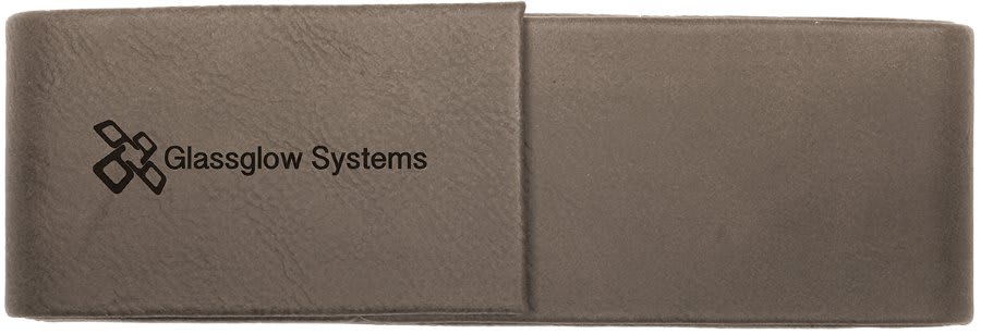 Gray 6 1/2" x 2" Laserable Leatherette Double Pen Case