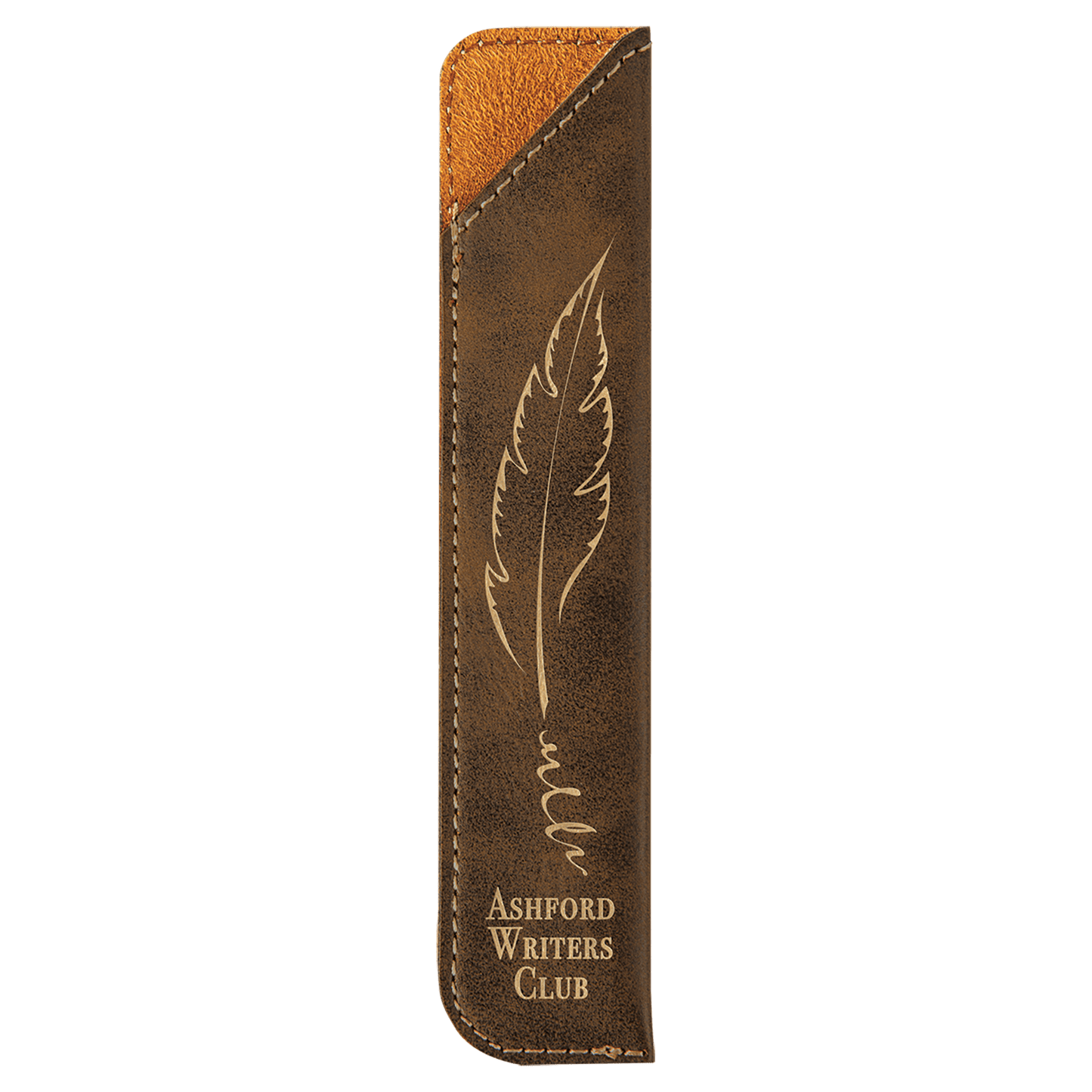 Rustic/Gold 6 1/4" Laserable Leatherette Pen Sleeve