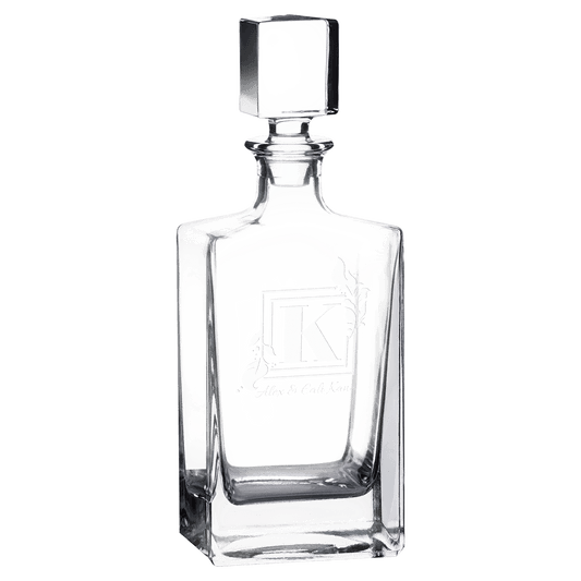 Polar Camel 810mL Rectangle Glass Decanter in Black Gift Box with Printed Paper Sleeve