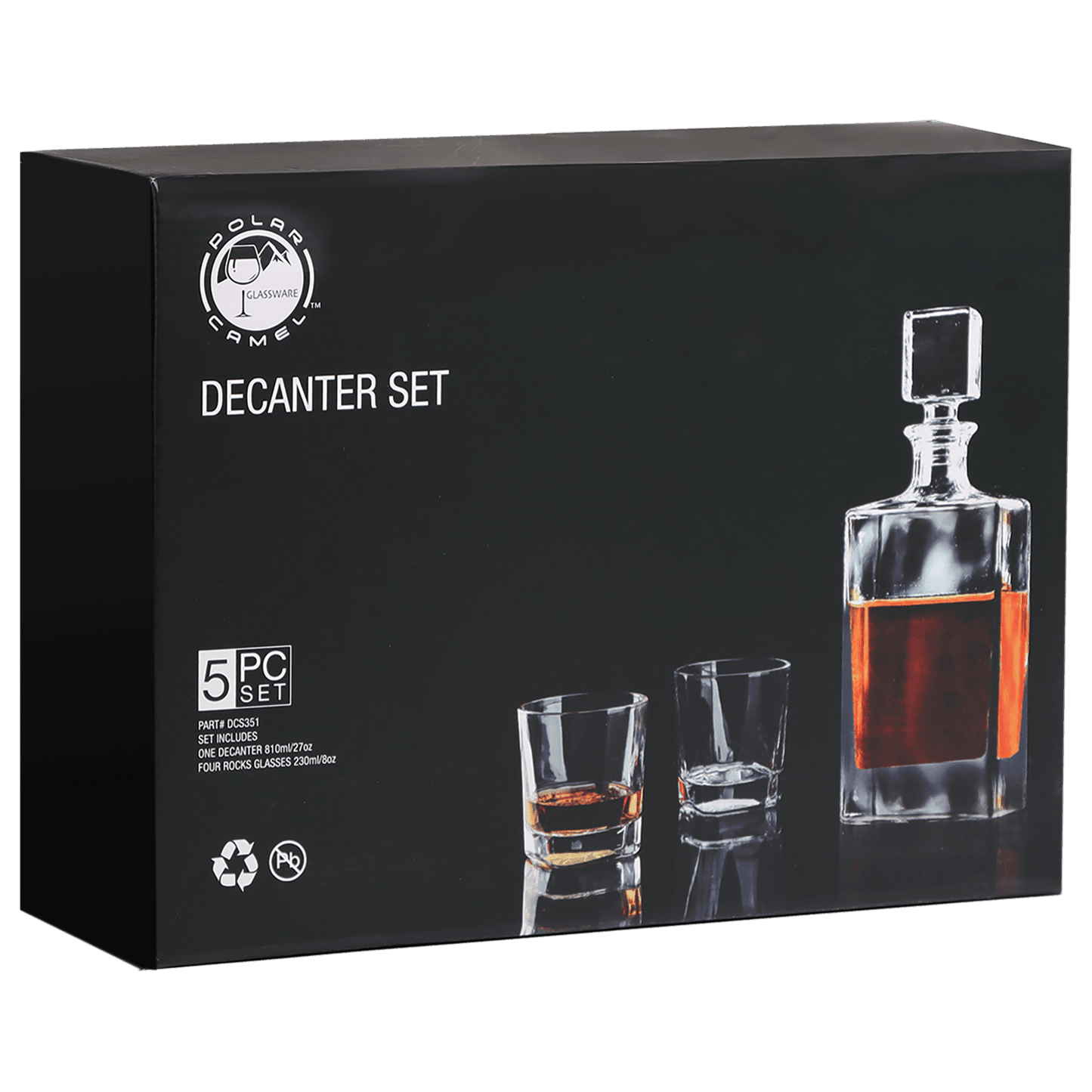 Decanter Set w/ Four 8oz Rocks Glasses