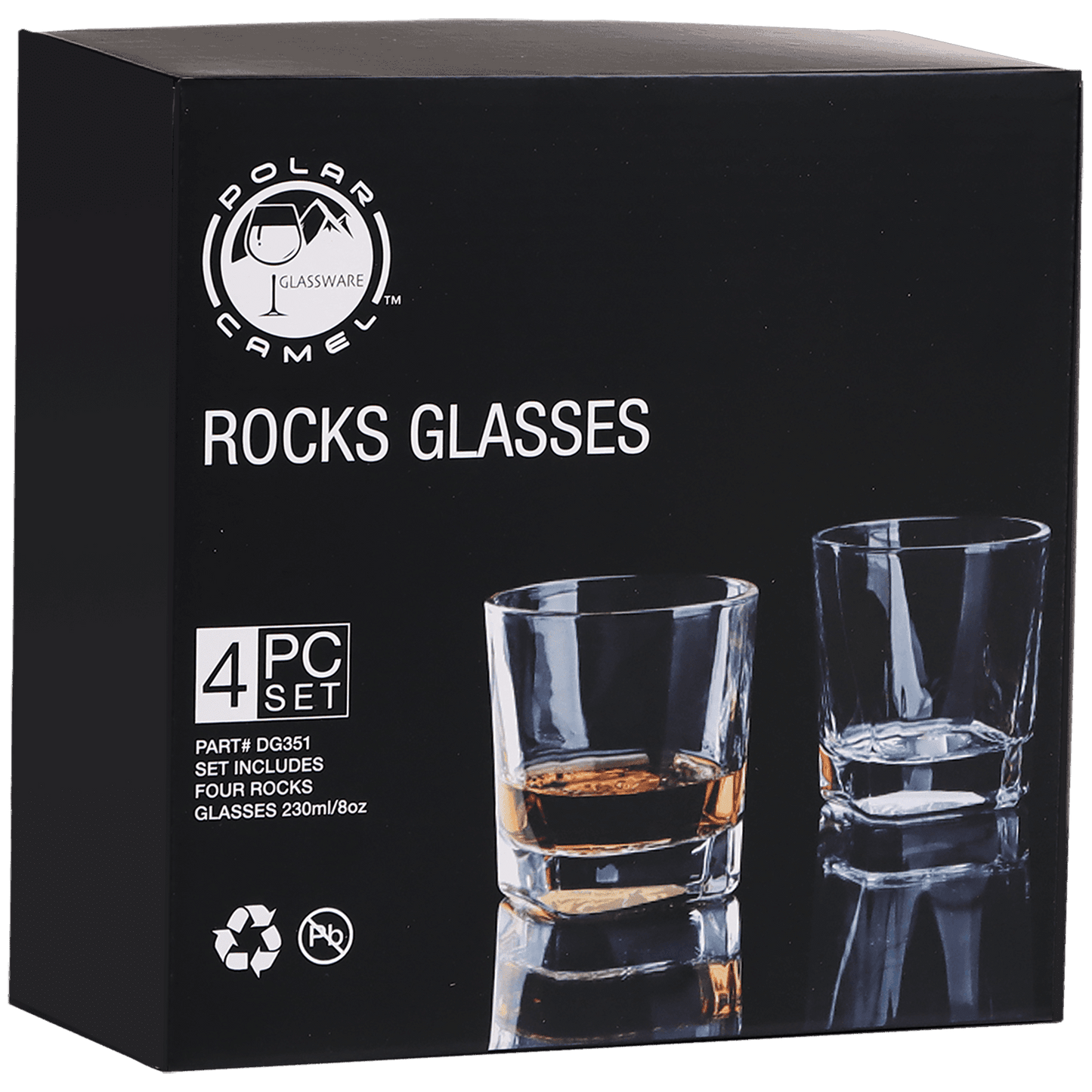 8 oz. Rocks Glasses in a Black Gift Box (Set of 4)