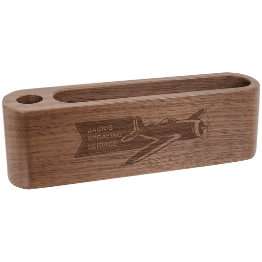 5 1/4" Walnut Business Card and Pen Holder