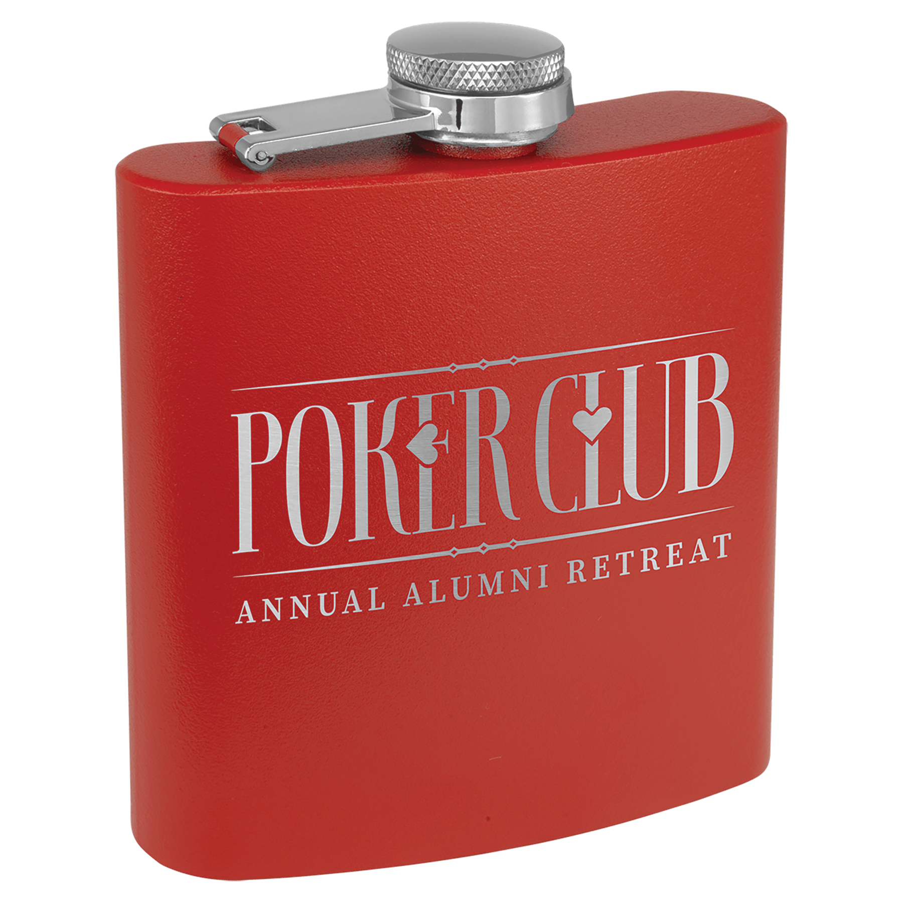 Matte Red Powder Coated Laserable Stainless Steel 6 oz. Flask