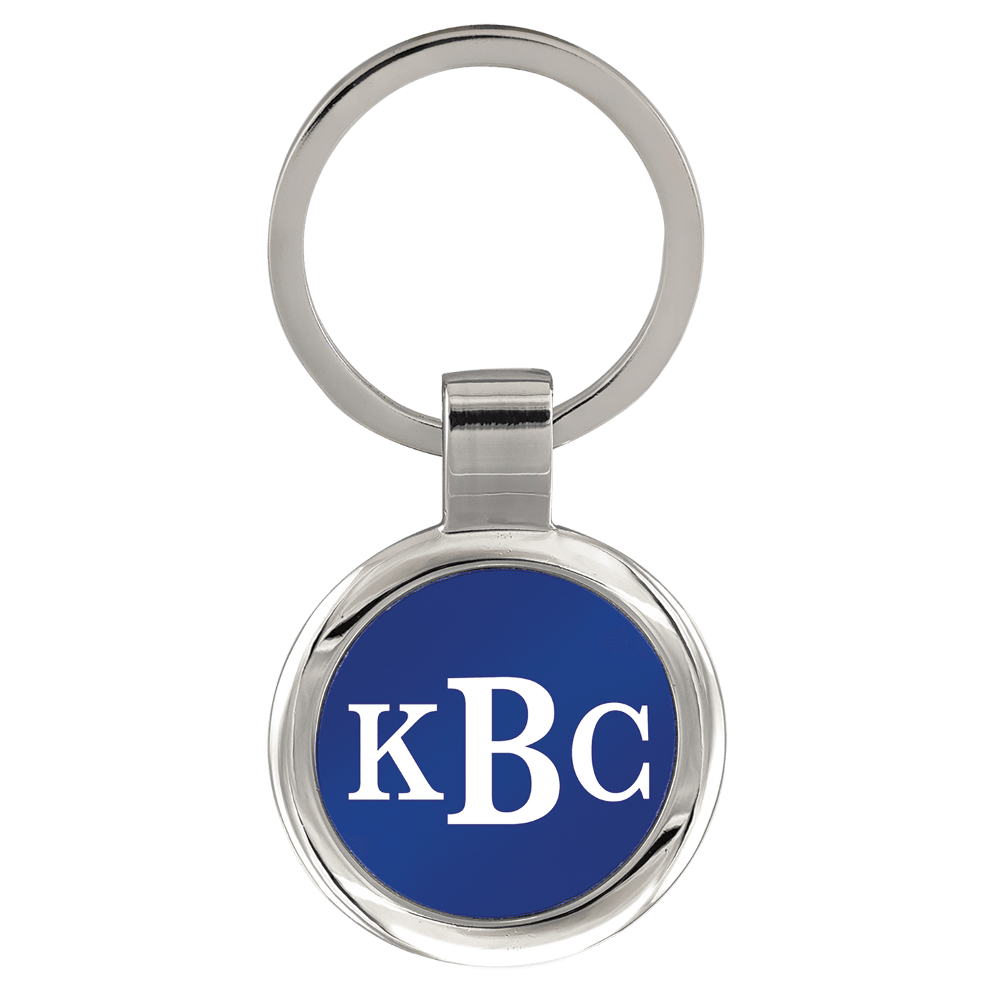 3" Blue Laserable Round Keychain