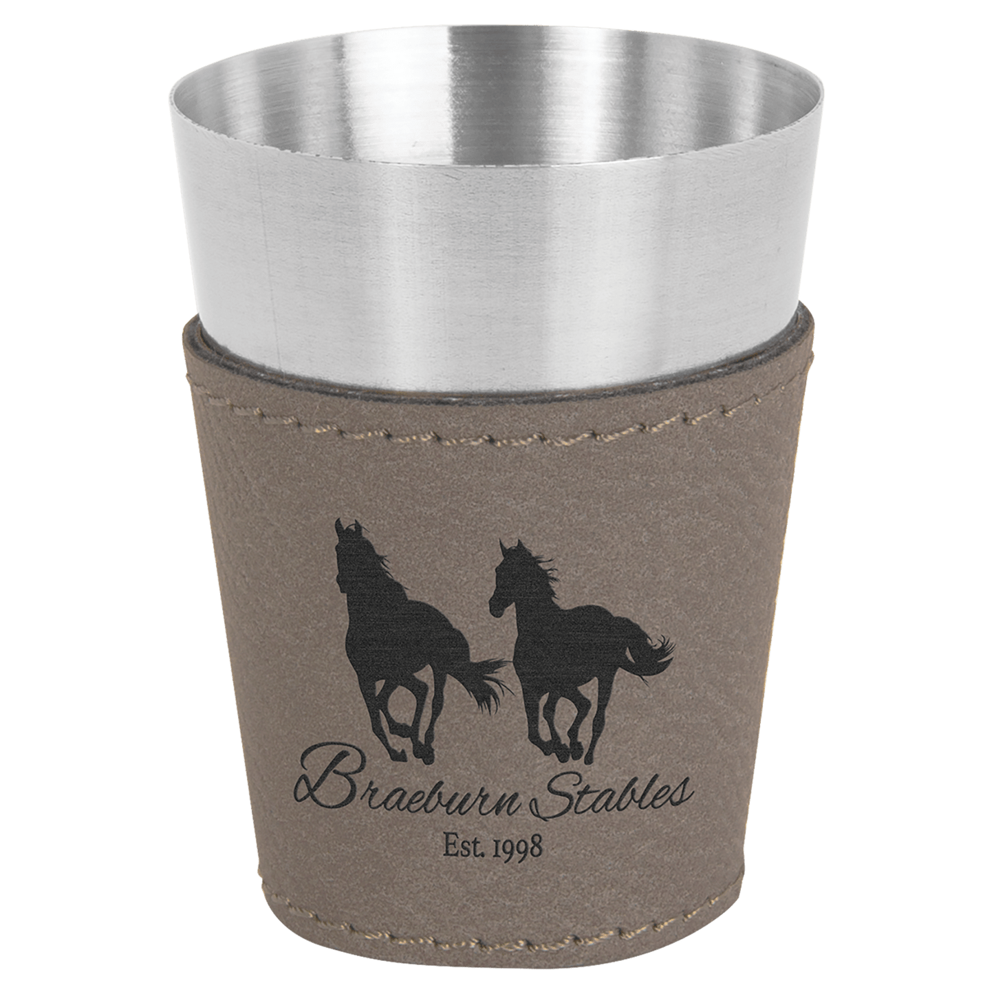 Gray Laserable Leatherette & Stainless Steel 2 oz. Shot Glass