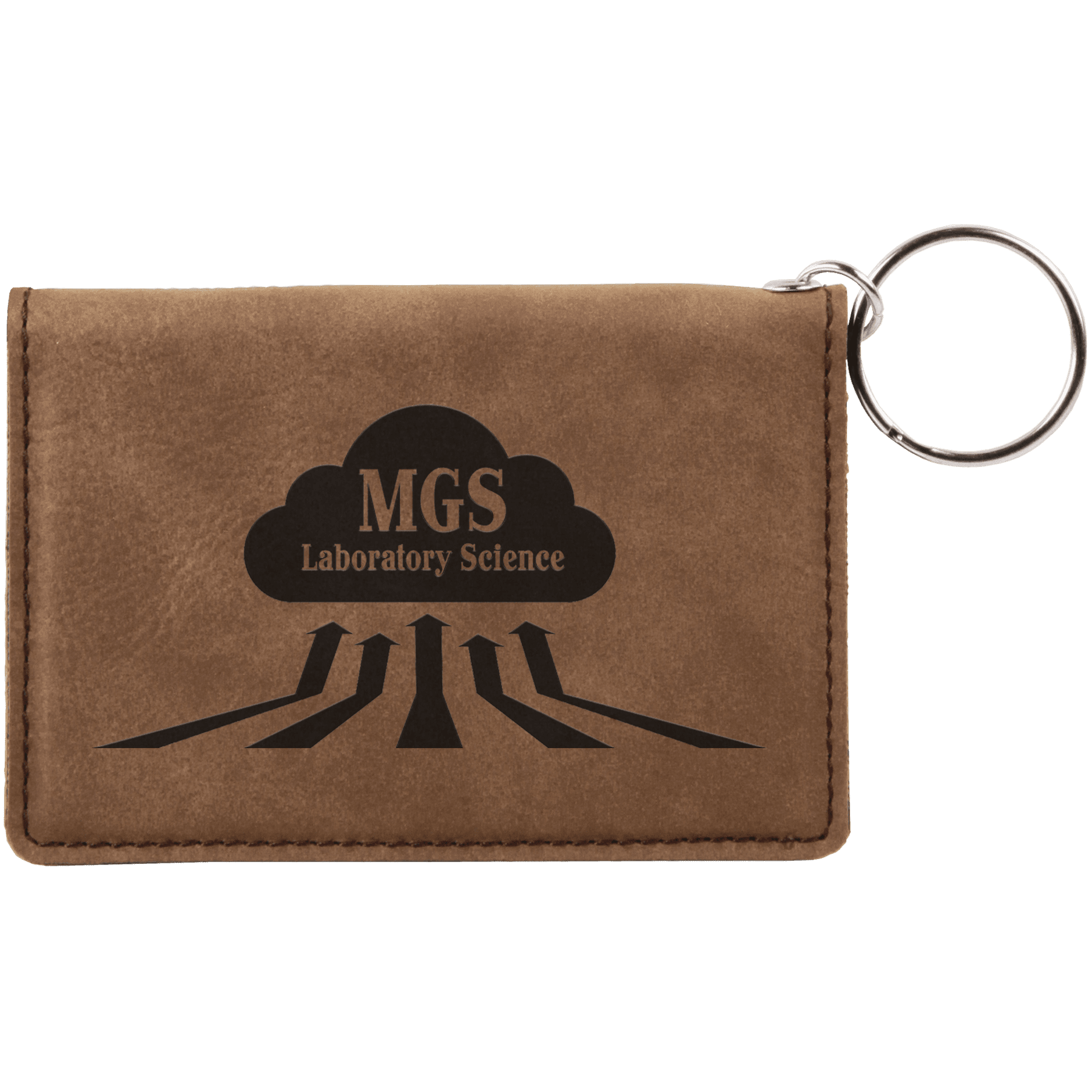 Dark Brown 4 1/4" x 3" Laserable Leatherette Keychain ID Holder