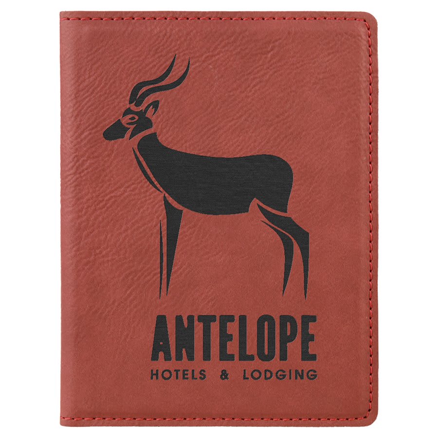 Rose 4 1/4" x 5 1/2" Laserable Leatherette Passport Holder