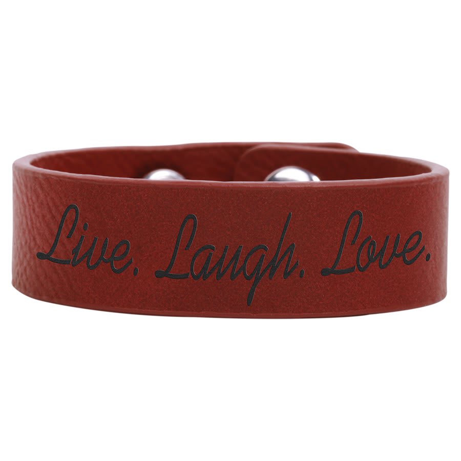 Rose 8 1/2" x 3/4" Laserable Leatherette Youth Cuff Bracelet