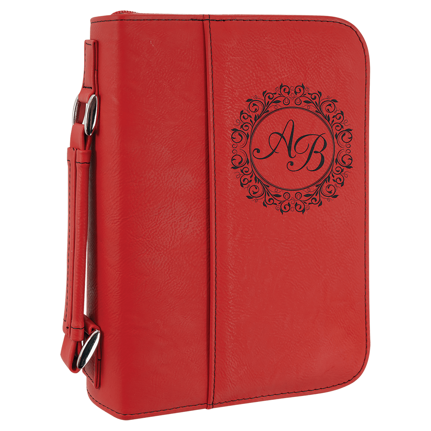 Red 6 3/4" x 9 1/4" Leatherette Book/Bible Cover with Handle & Zipper