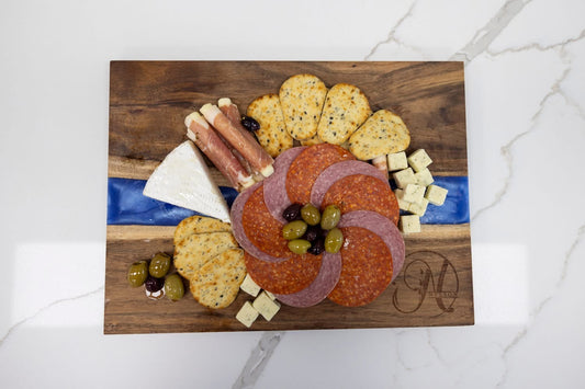 Serving Board: Acacia with Blue Pearl Resin
