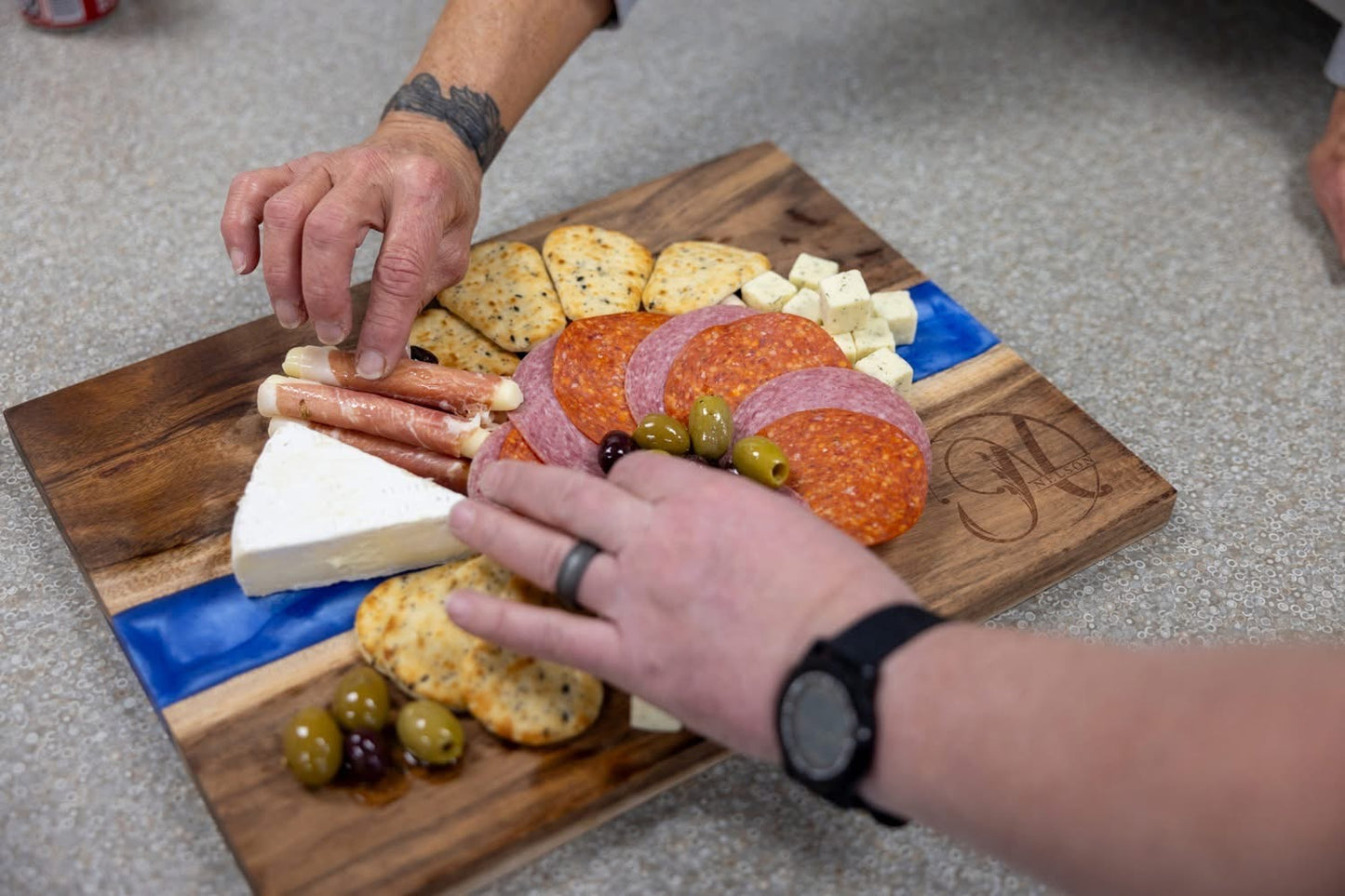 Serving Board: Acacia with Blue Pearl Resin