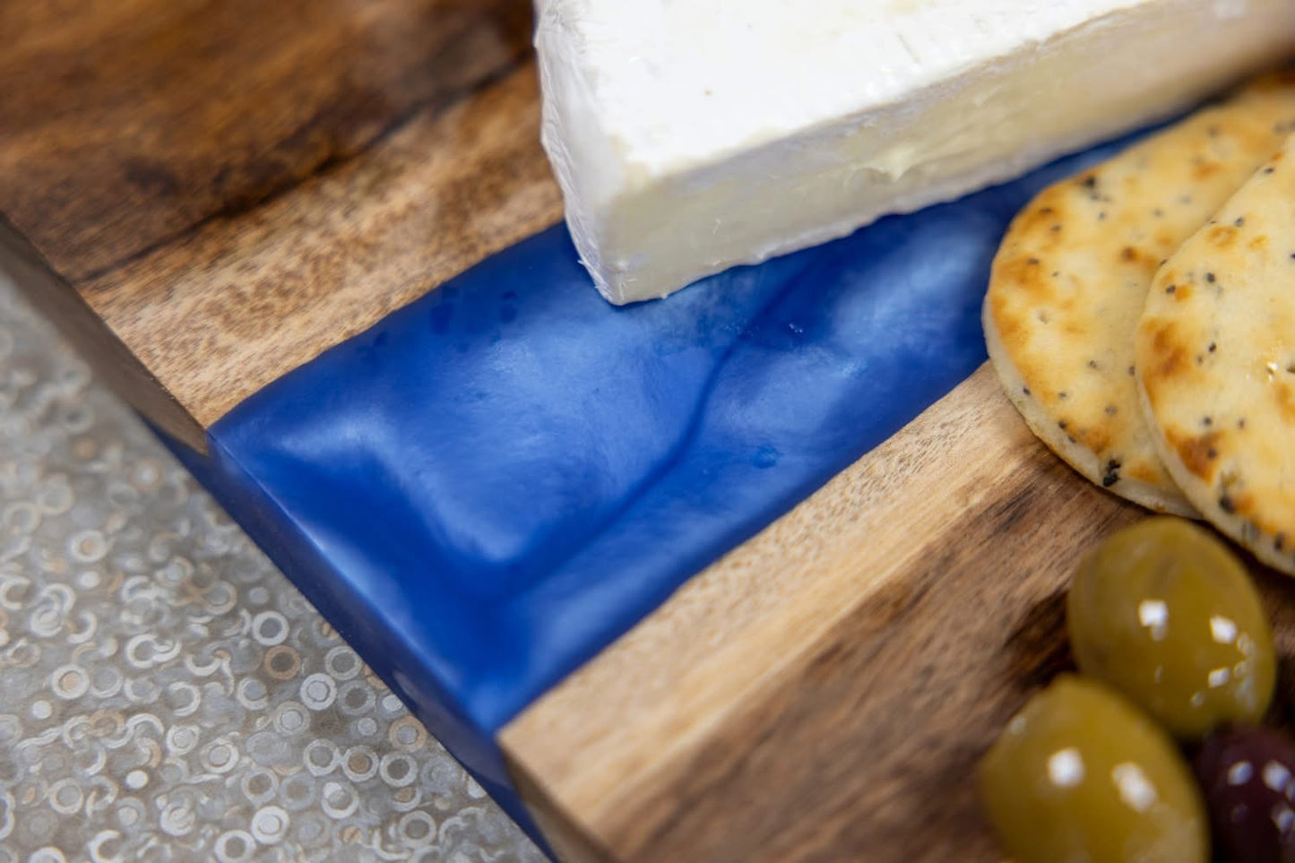 Serving Board: Acacia with Blue Pearl Resin