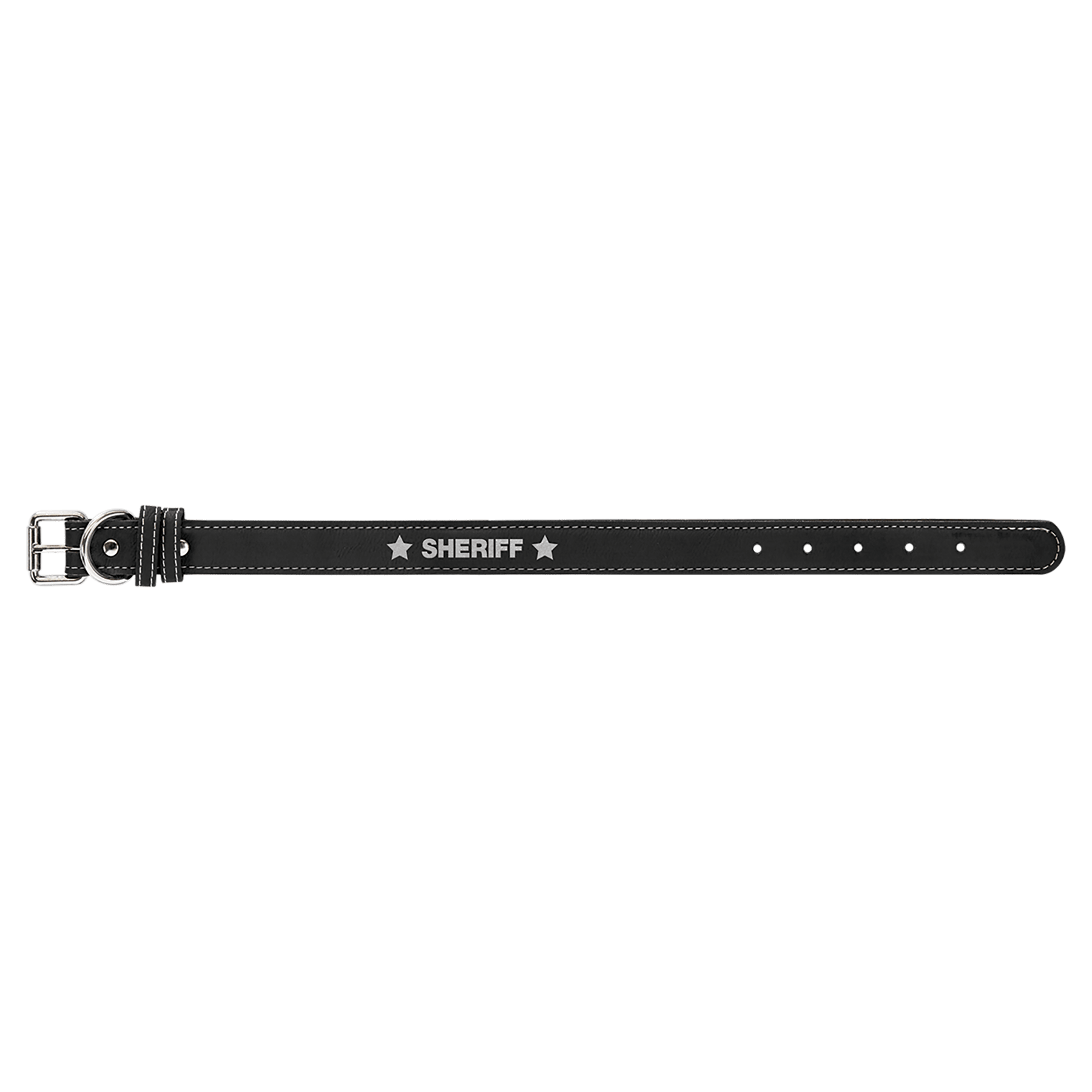 Black/Silver Small 15" x 3/4" Laserable Leatherette Dog Collar
