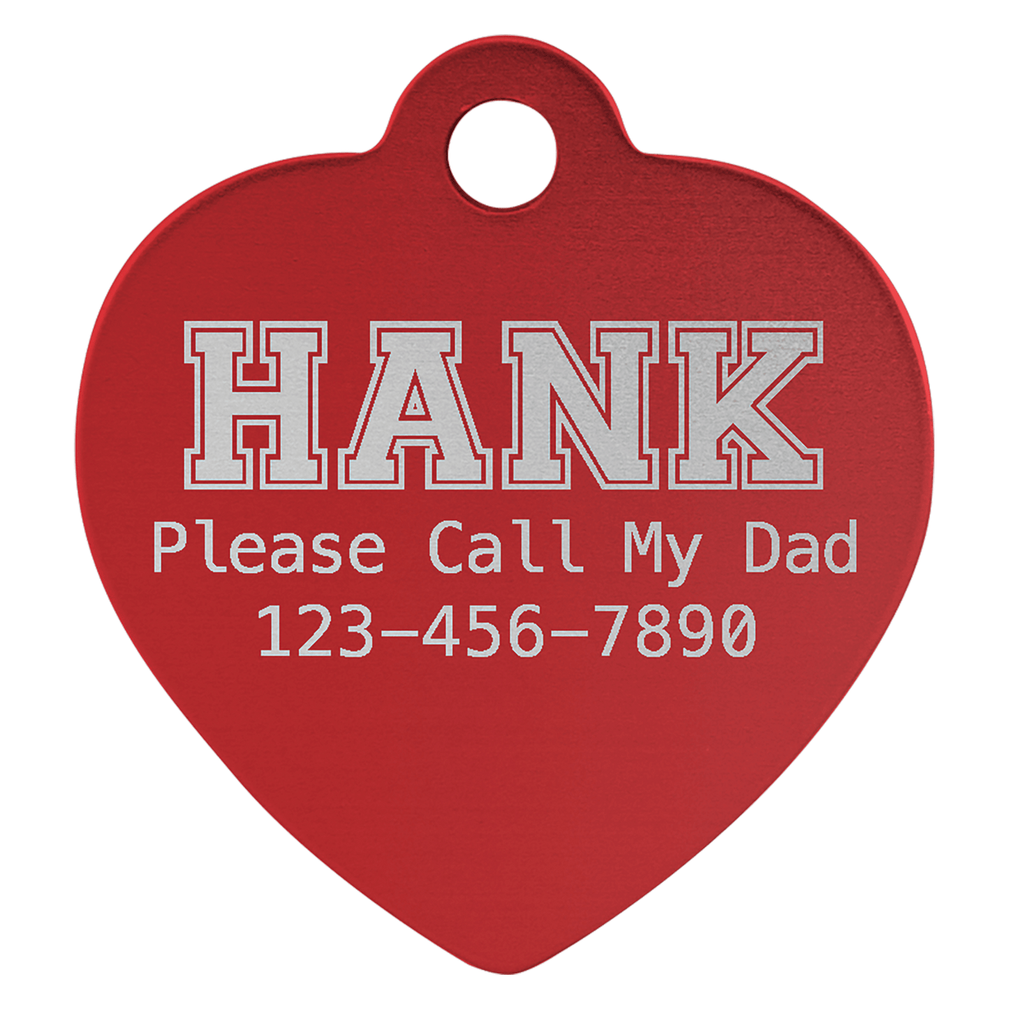 Red 1" x 1" Laserable Anodized Aluminum Heart Pet Tag