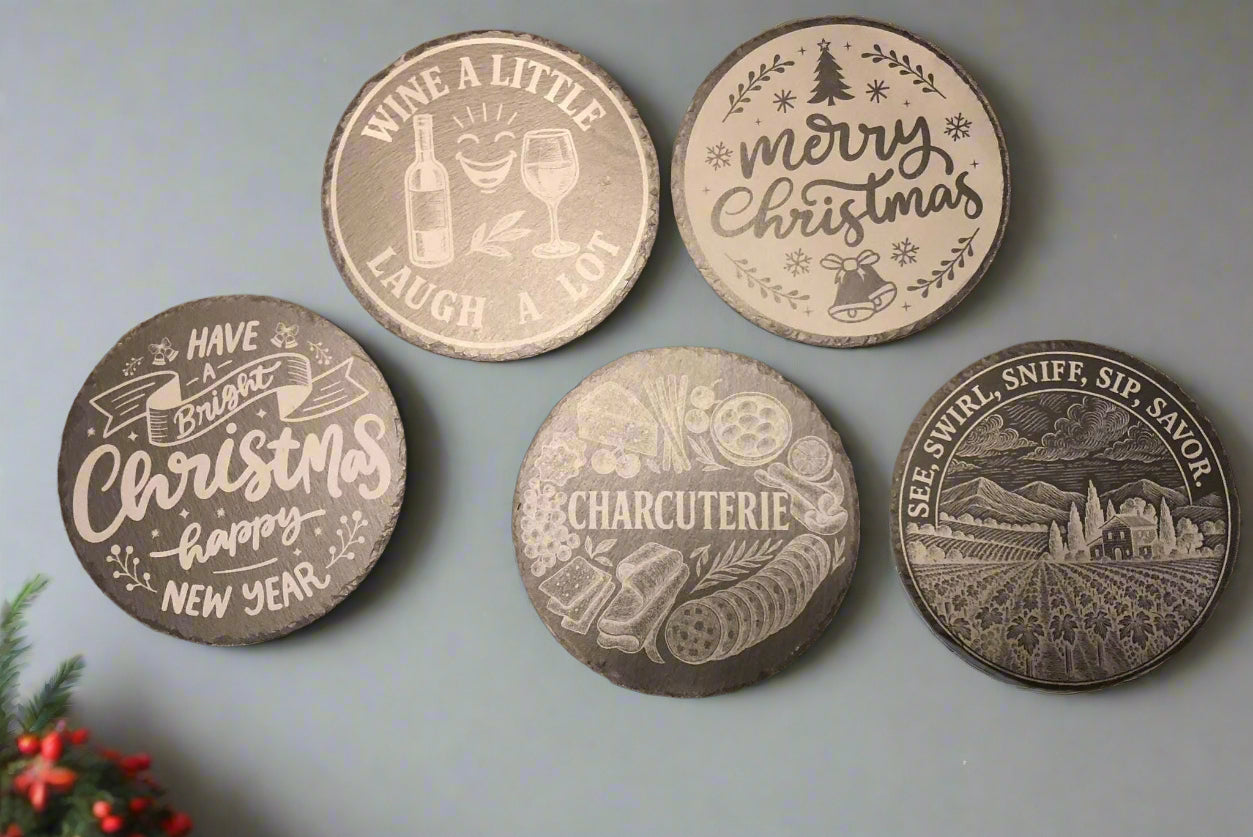 9 3/4" Round Slate Decor with Foam Pads