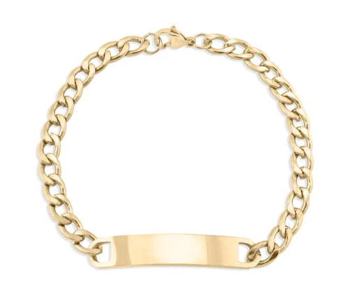 Curved Bar ID Bracelet - 18K Gold PVD Stainless Steel (7.5")